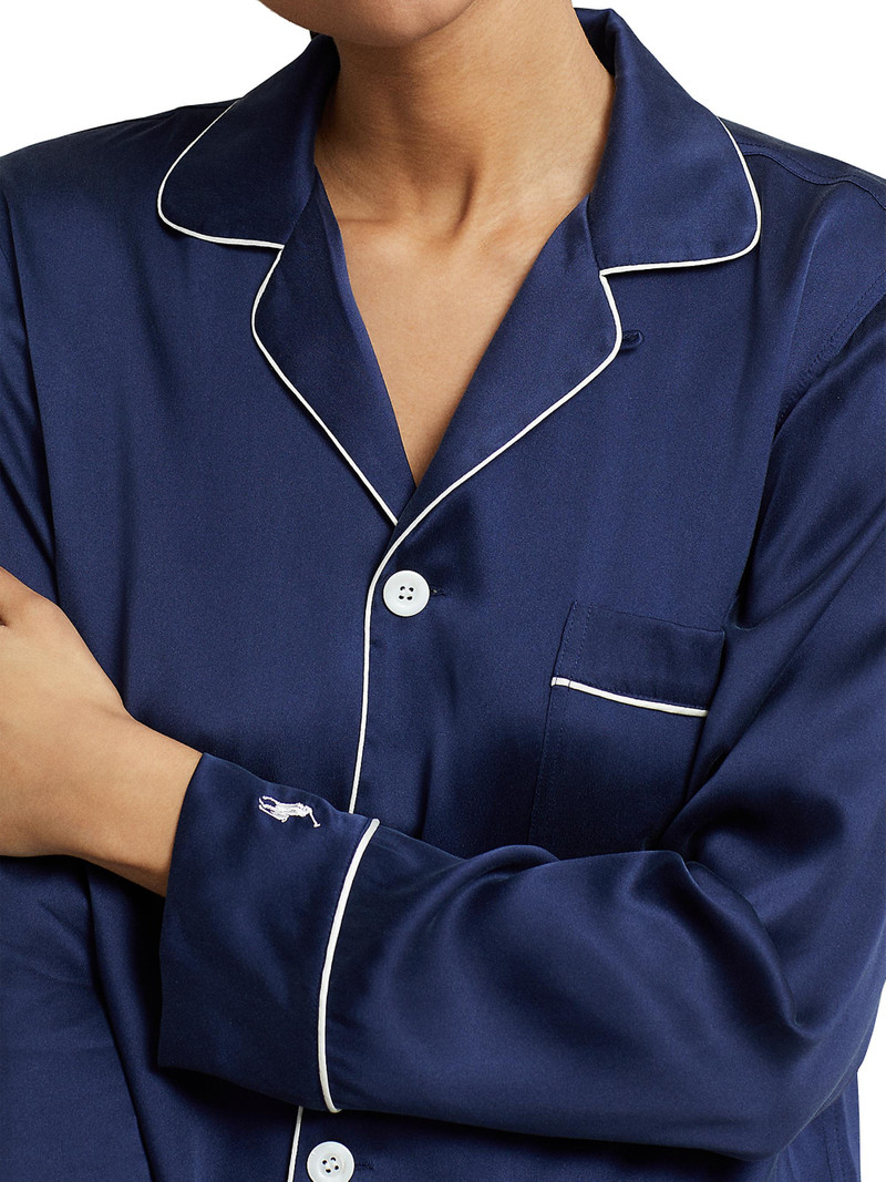 Women's Heritage Silk Laurel 2-Piece Stretch Silk Pajama Set - Navy 5
