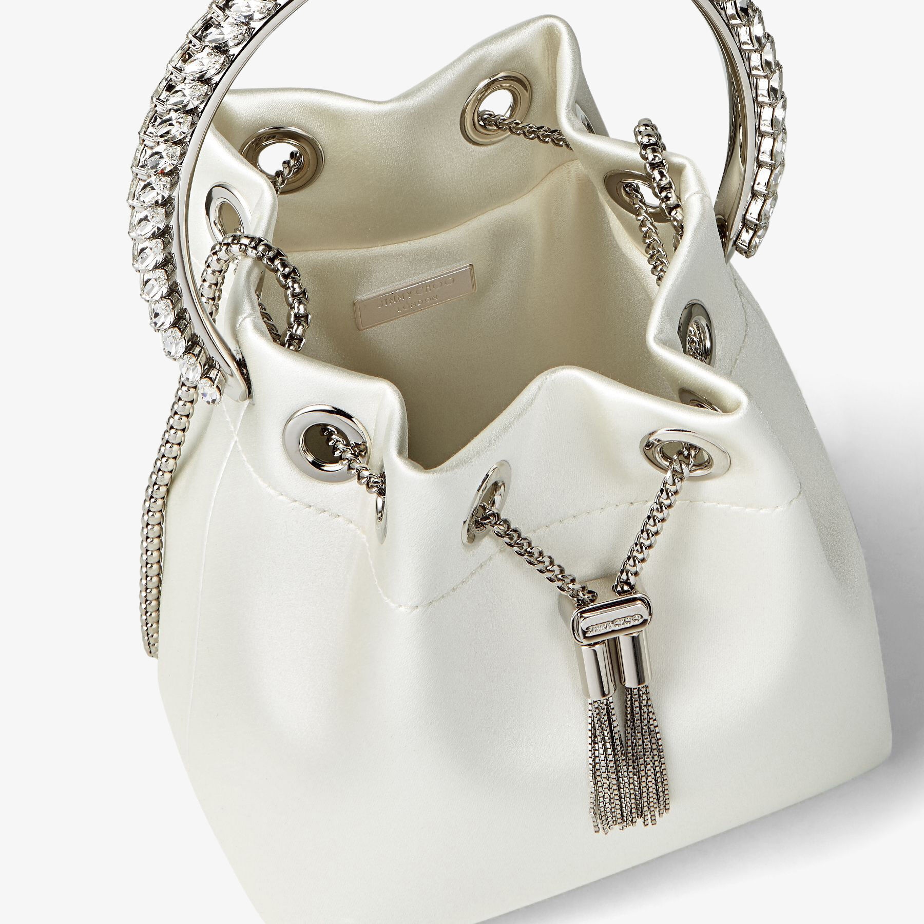 Bon Bon
Ivory Satin Bag with Crystal Handle - 4