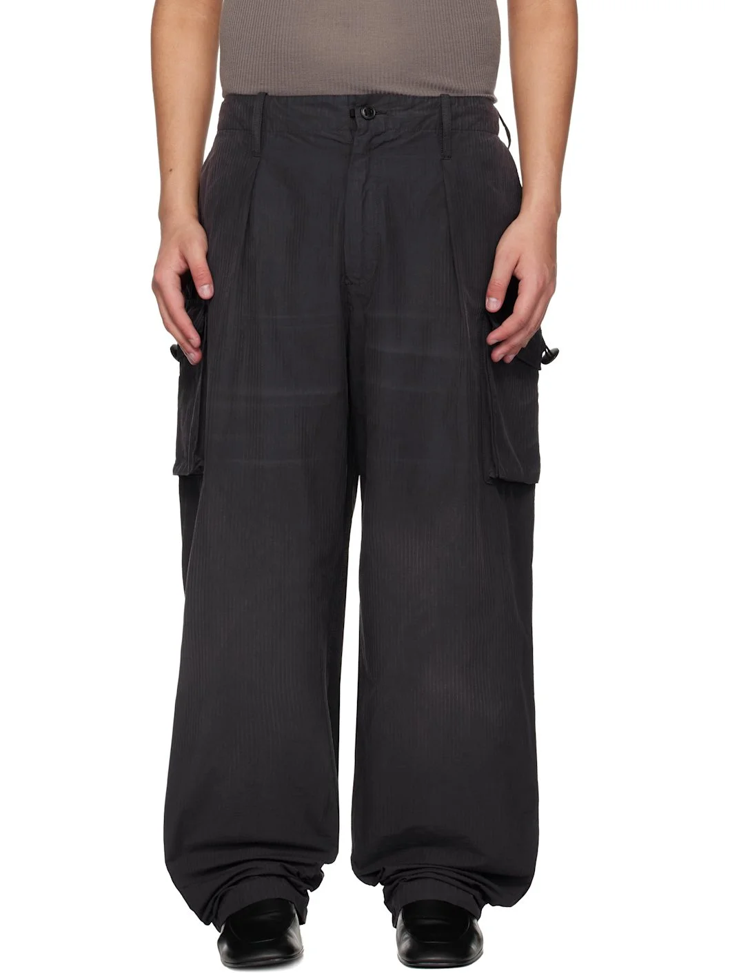 Gray Cotton-Blend Cargo Pants - 1