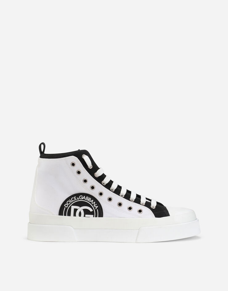 Two-tone canvas Portofino Light mid-top sneakers with DG logo - 1