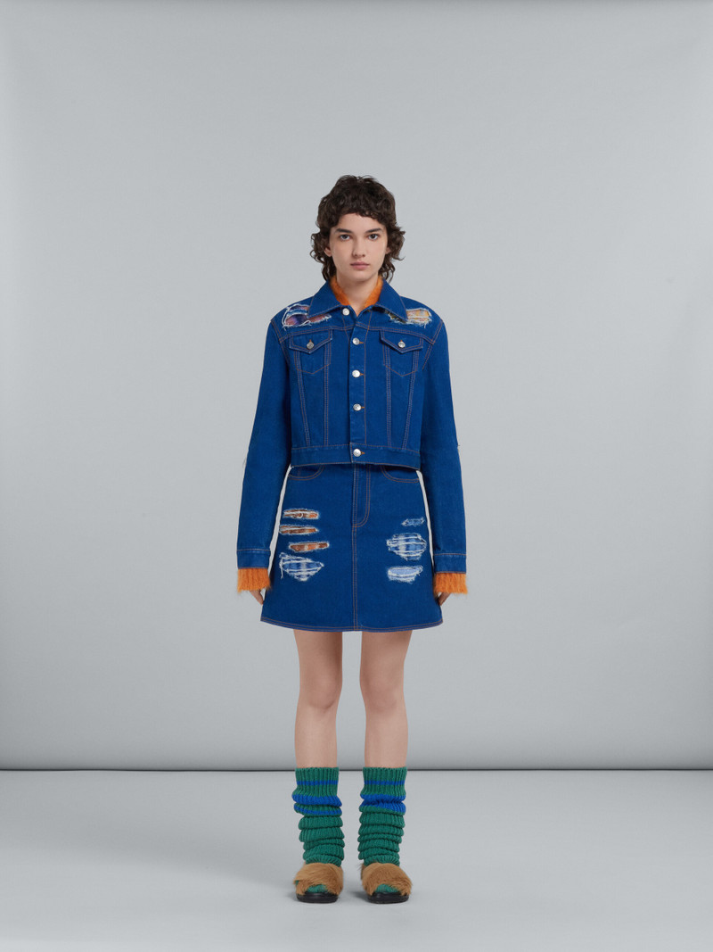 Marni BLUE DENIM AND MOHAIR SKIRT outlook