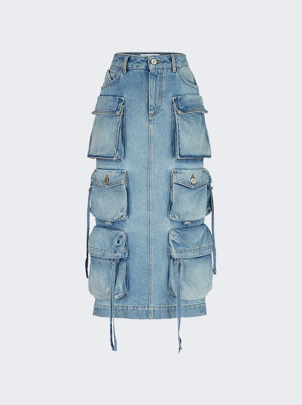 Denim Midi Skirt Sku Blue - 1