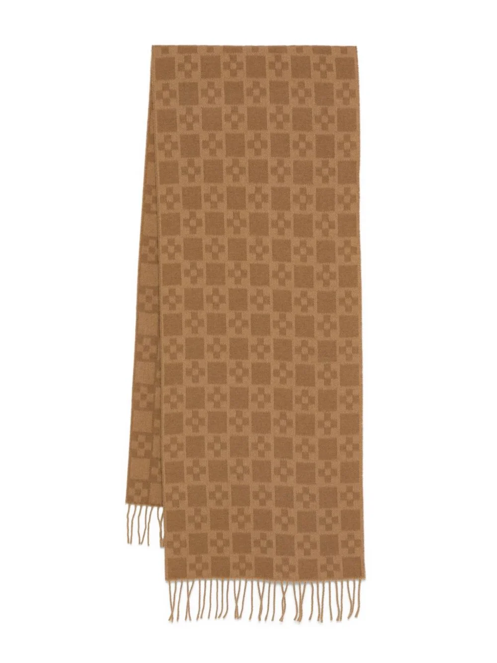 geometric-pattern wool scarf - 1