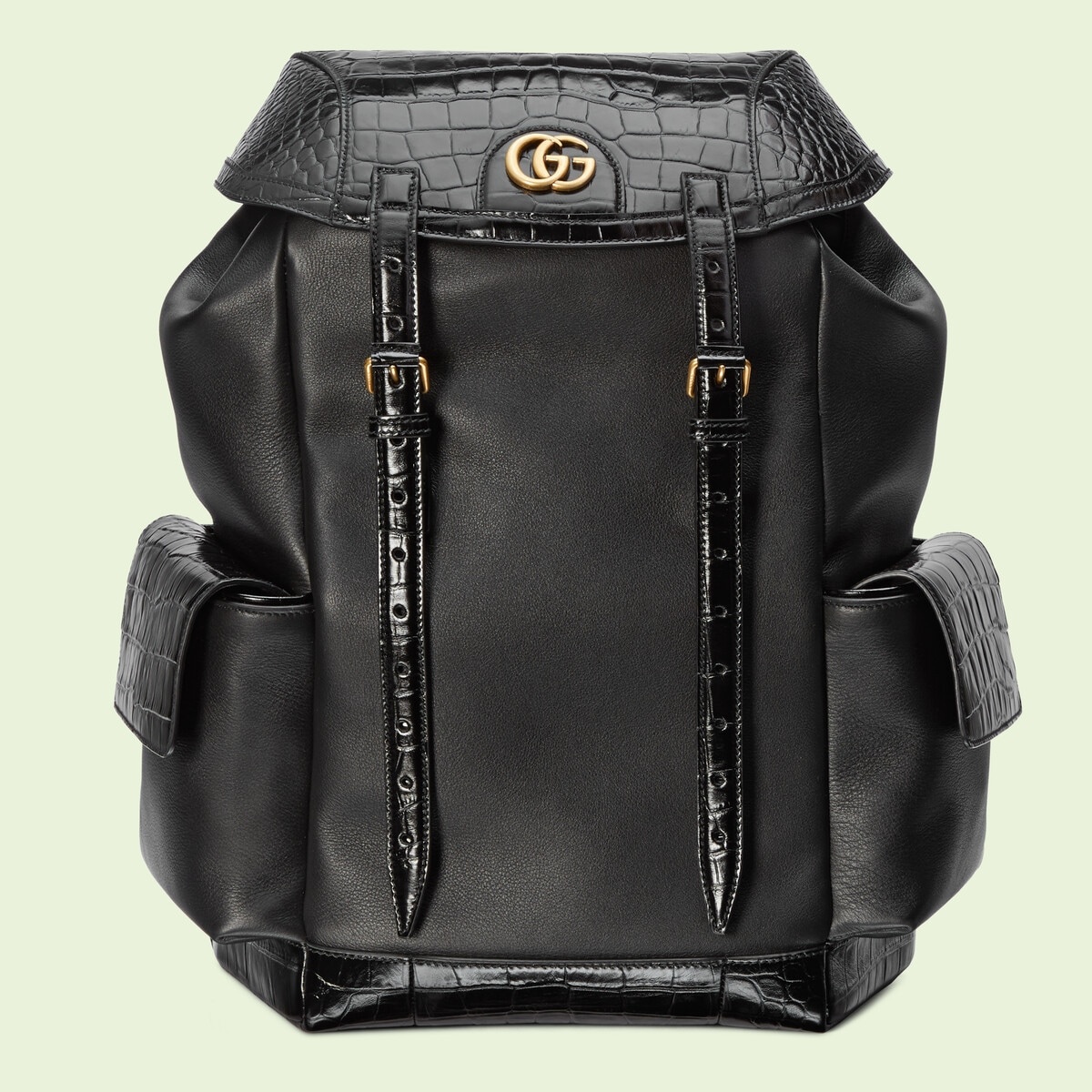 Crocodile trim backpack with Double G - 1