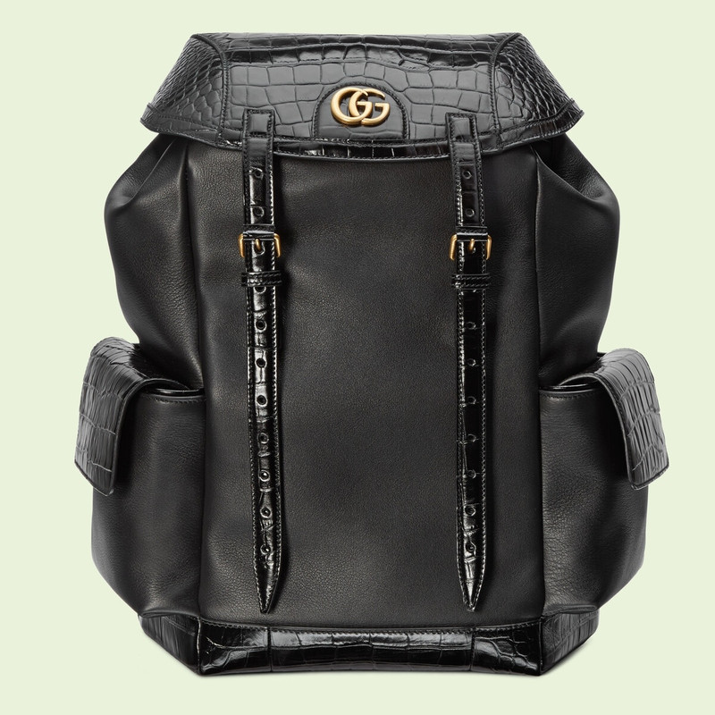 Crocodile trim backpack with Double G 1