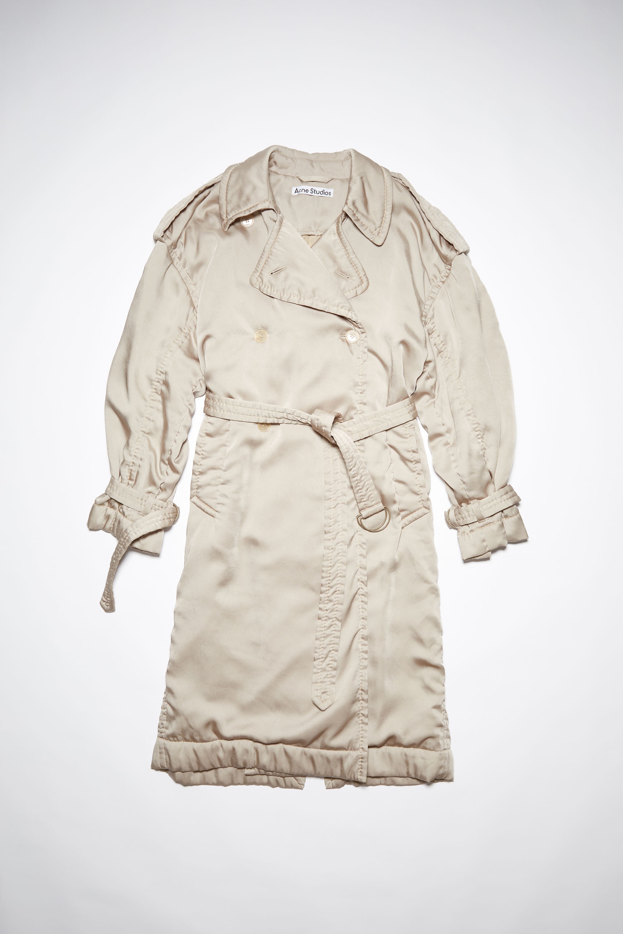 Double breasted padded trench - Mushroom beige - 1