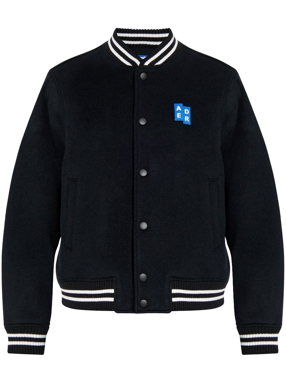 ADER error Black TRS Tag Varsity Bomber Jacket | ssense