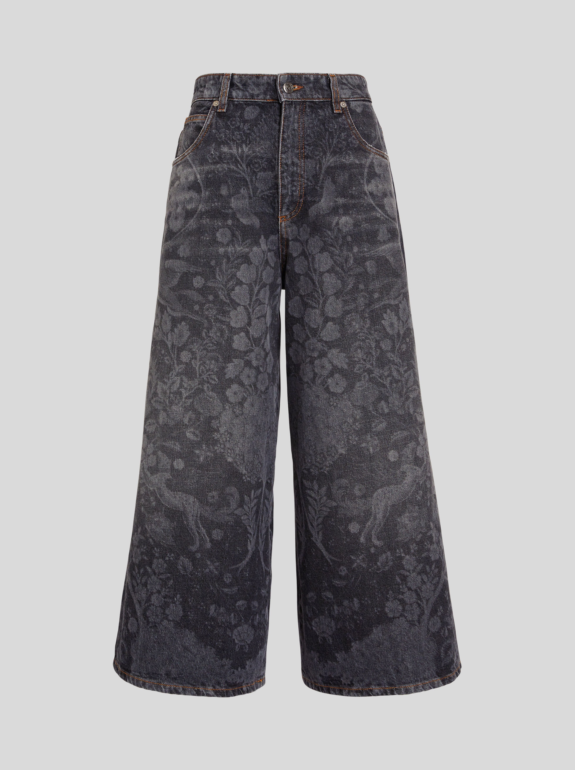 DENIM CULOTTES WITH ORNAMENTAL PATTERNS - 1