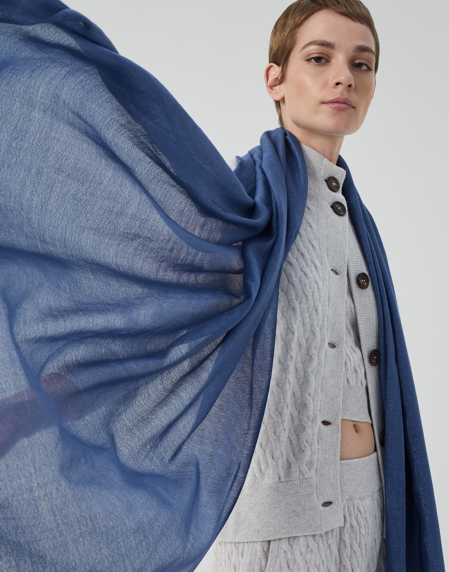 Cashmere and silk sparkling scarf - 4