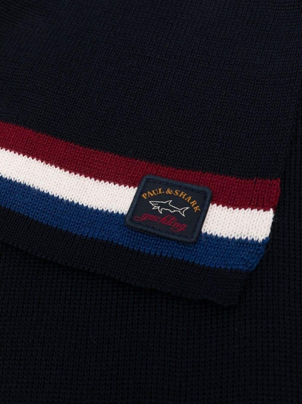 logo-patch knitted scarf - 3