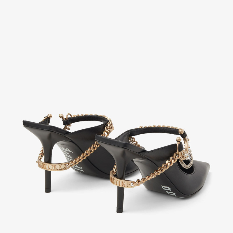 Jimmy Choo / Jean Paul Gaultier Bing 90 Black Calf Leather Mules with Jewellery 7