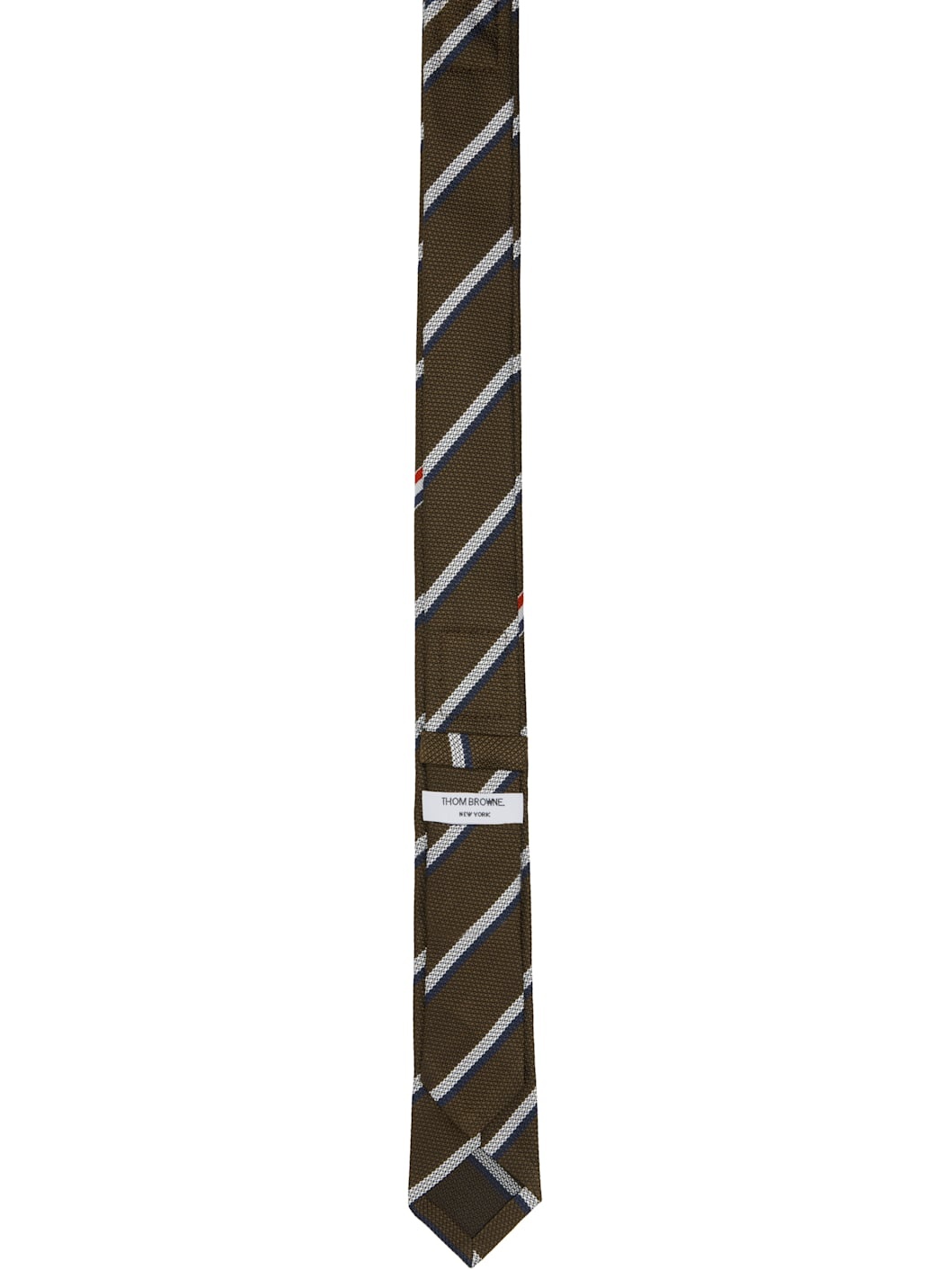 Brown Classic Shadow Stripe Pique Weave Tie - 2