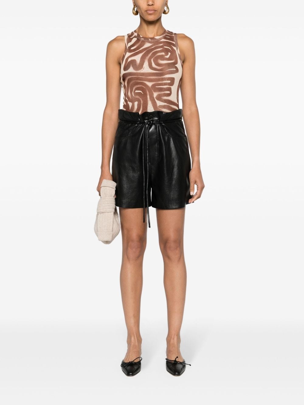 belted faux-leather shorts - 2