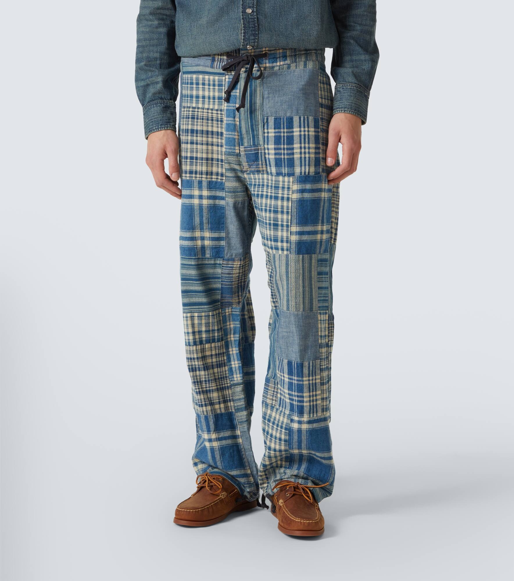 Patchwork cotton and linen pants - 3