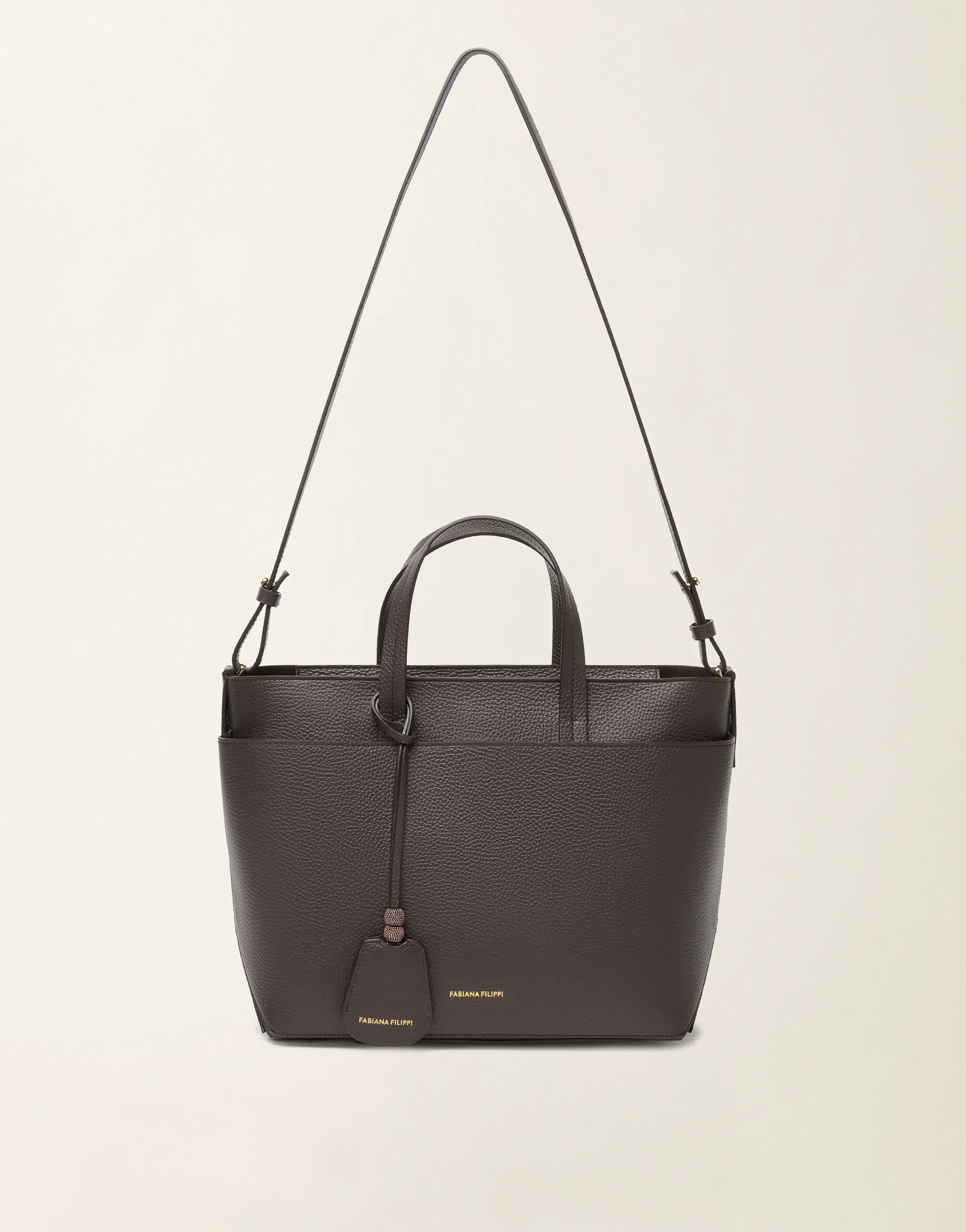 Large grained leather handbag - 1