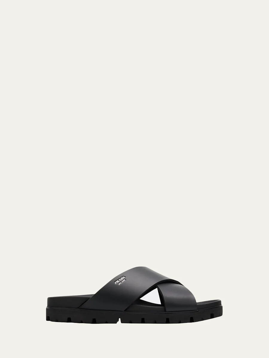 Men's Soft Cage Criss-Cross Rubber Slide Sandals - 1