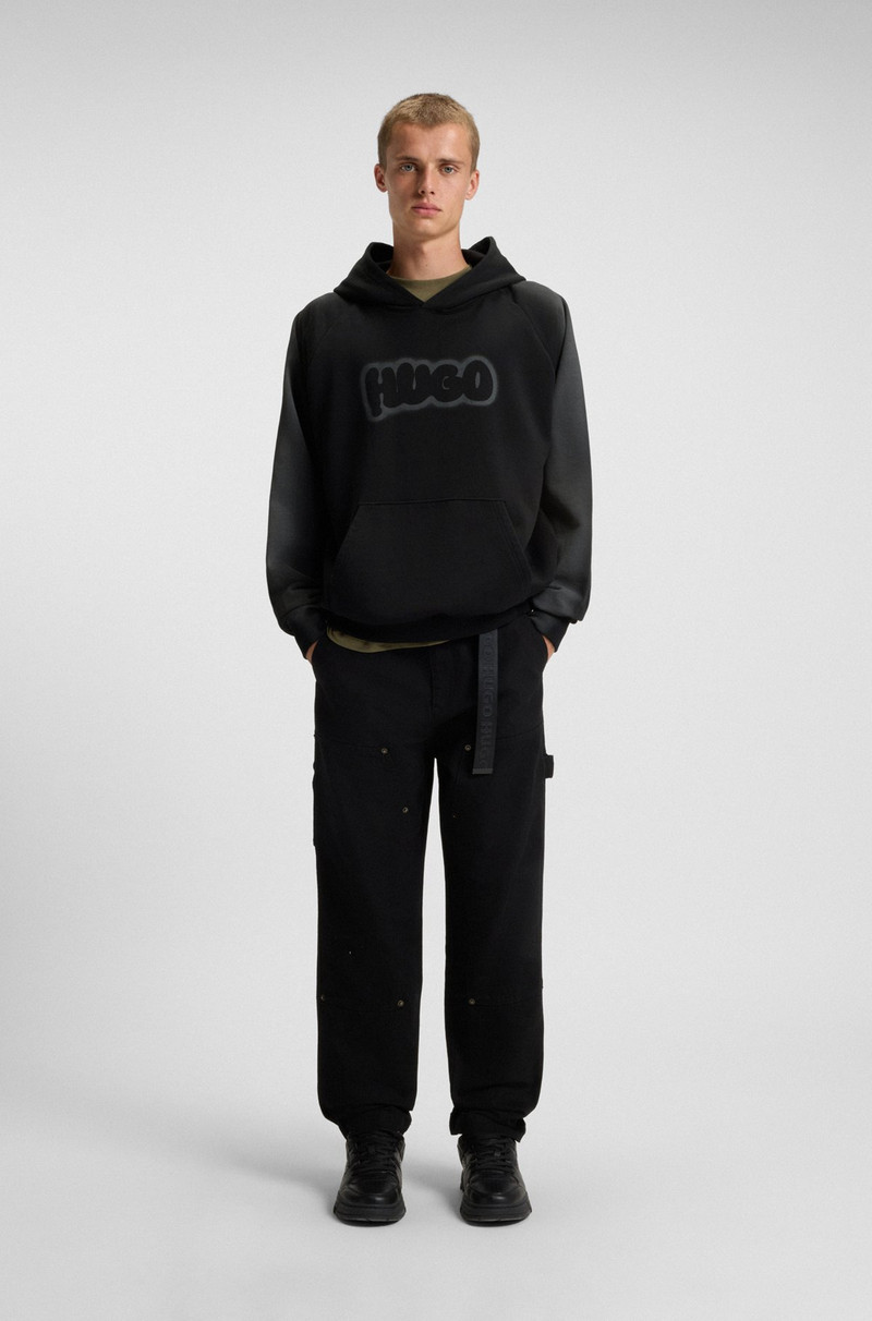 HUGO COTTON-TERRY HOODIE WITH AIRBRUSH LOGO outlook
