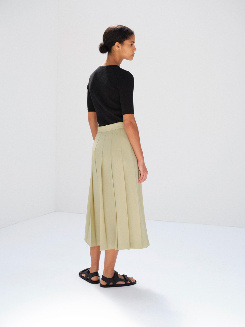 WOOL KID MOHAIR HOPSACK PLEATED SKIRT 4