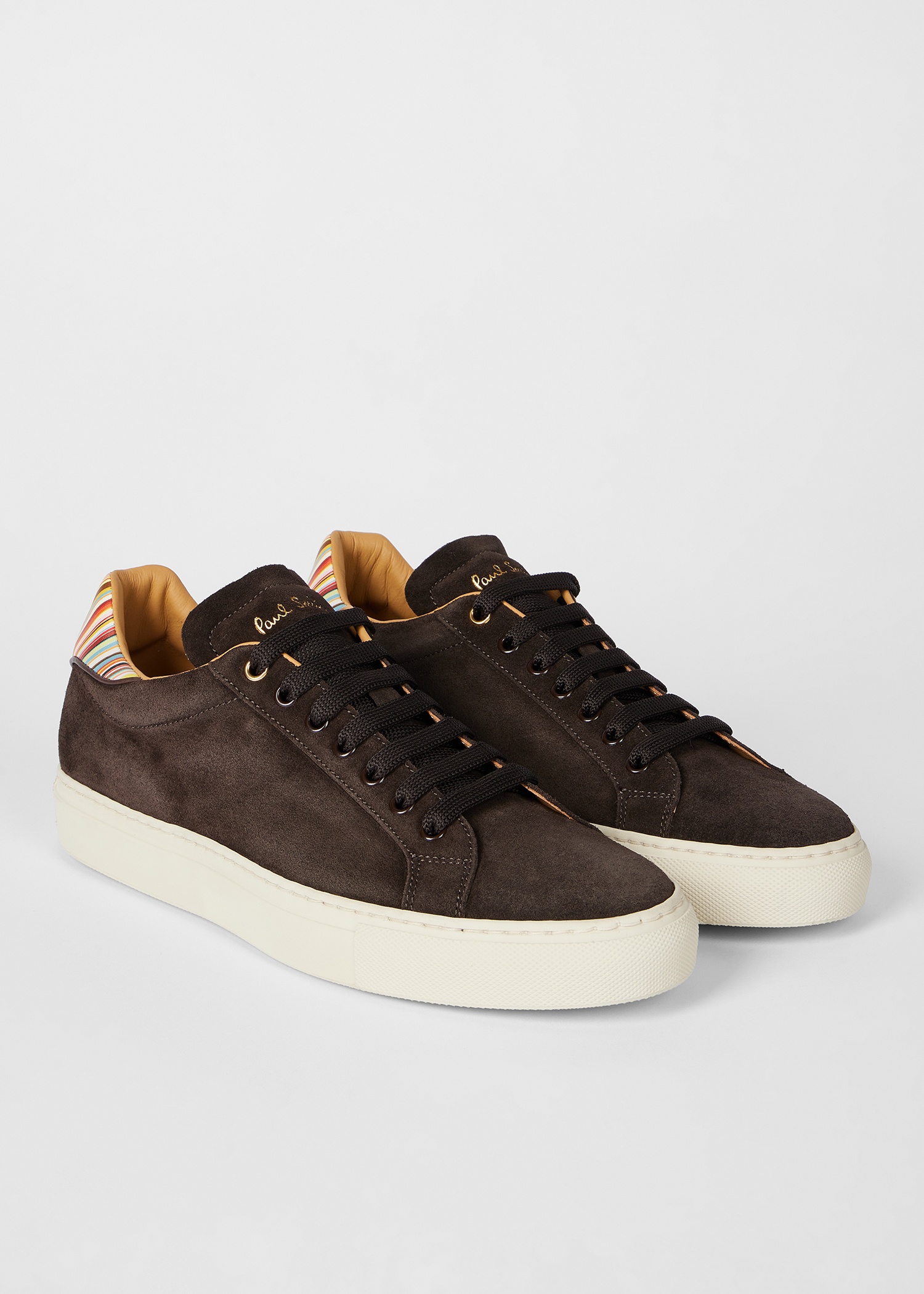 Chocolate Brown Suede 'Beck' Trainers With 'Signature Stripe' Heel Panels - 2