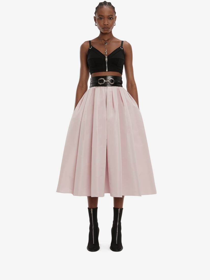 Pleated Midi Skirt in Pink - 2