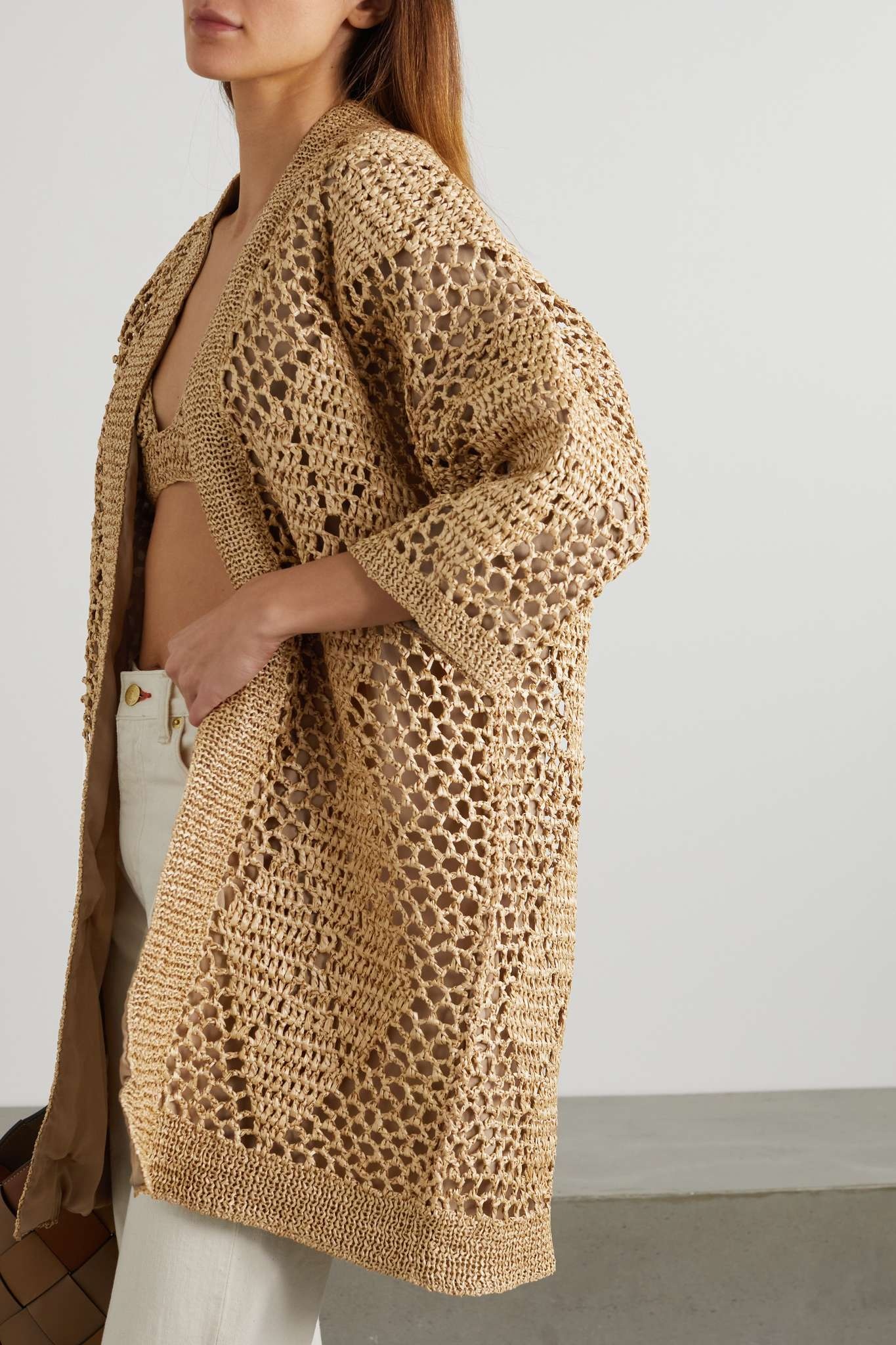 Crocheted faux raffia cardigan - 3