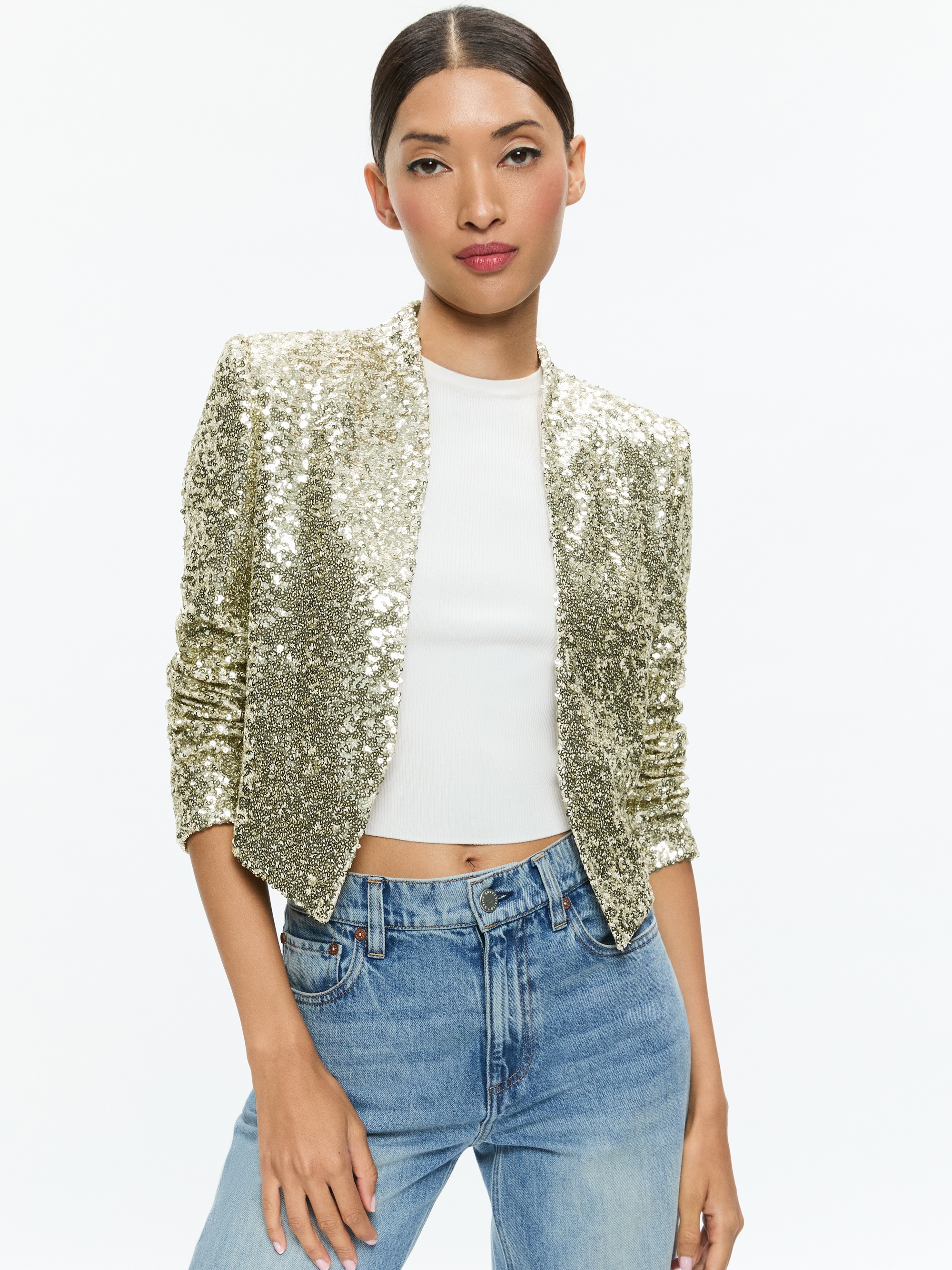 NEW HARVEY SEQUIN OPEN FRONT JACKET - 2