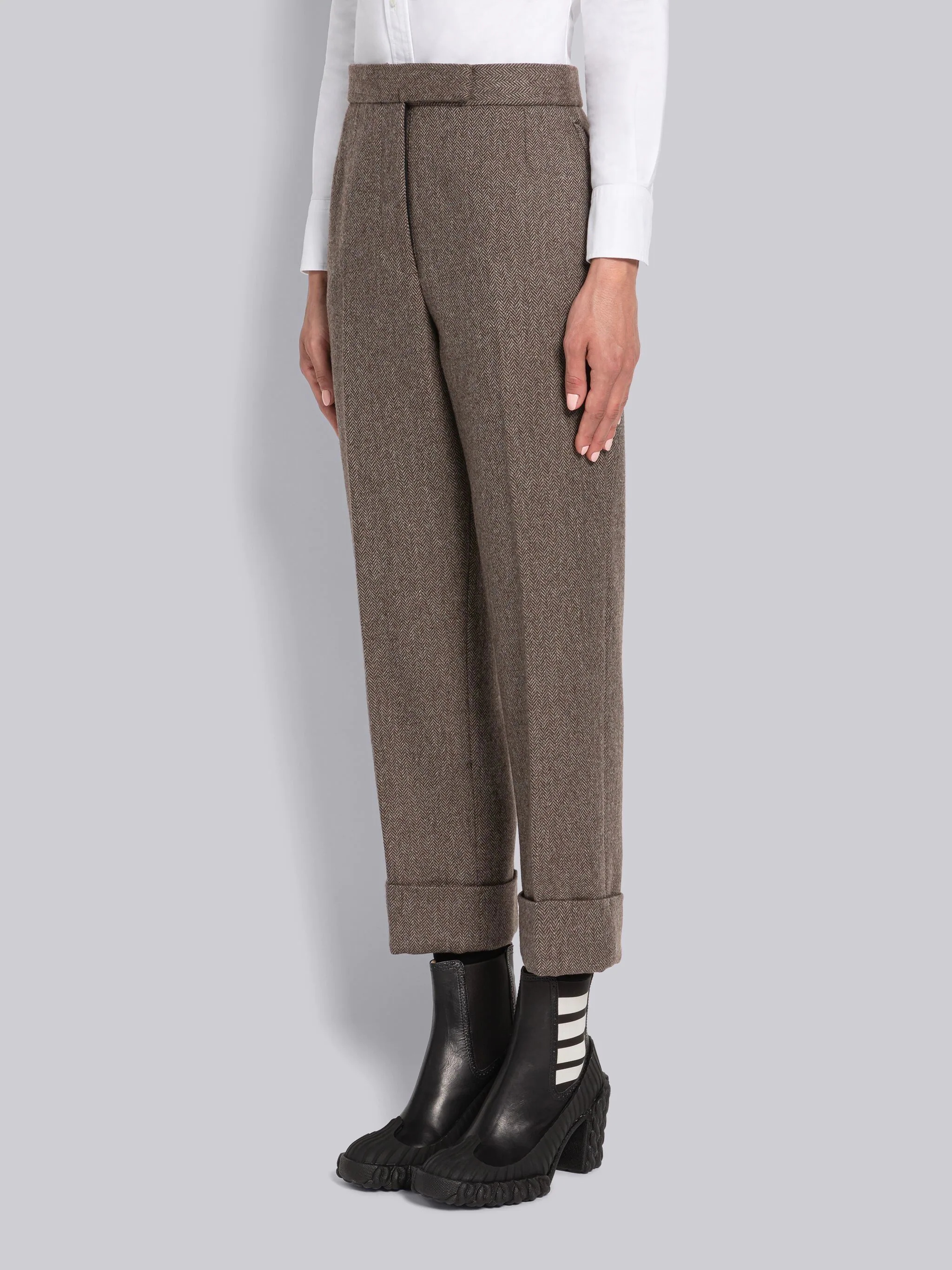 Herringbone Lambswool Classic Backstrap Trouser - 2