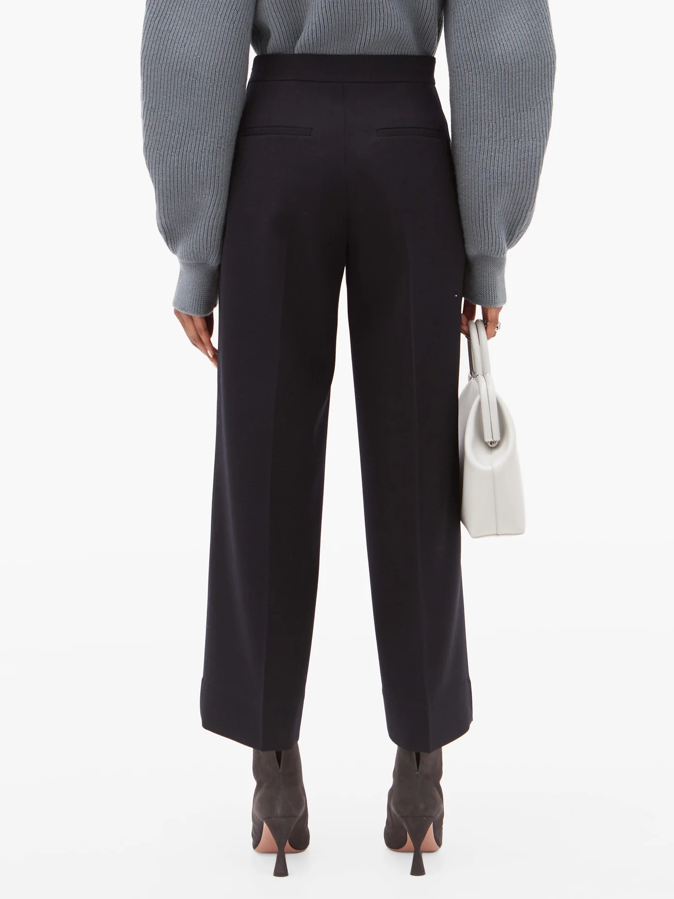 Wide-leg button-panel wool trousers - 5