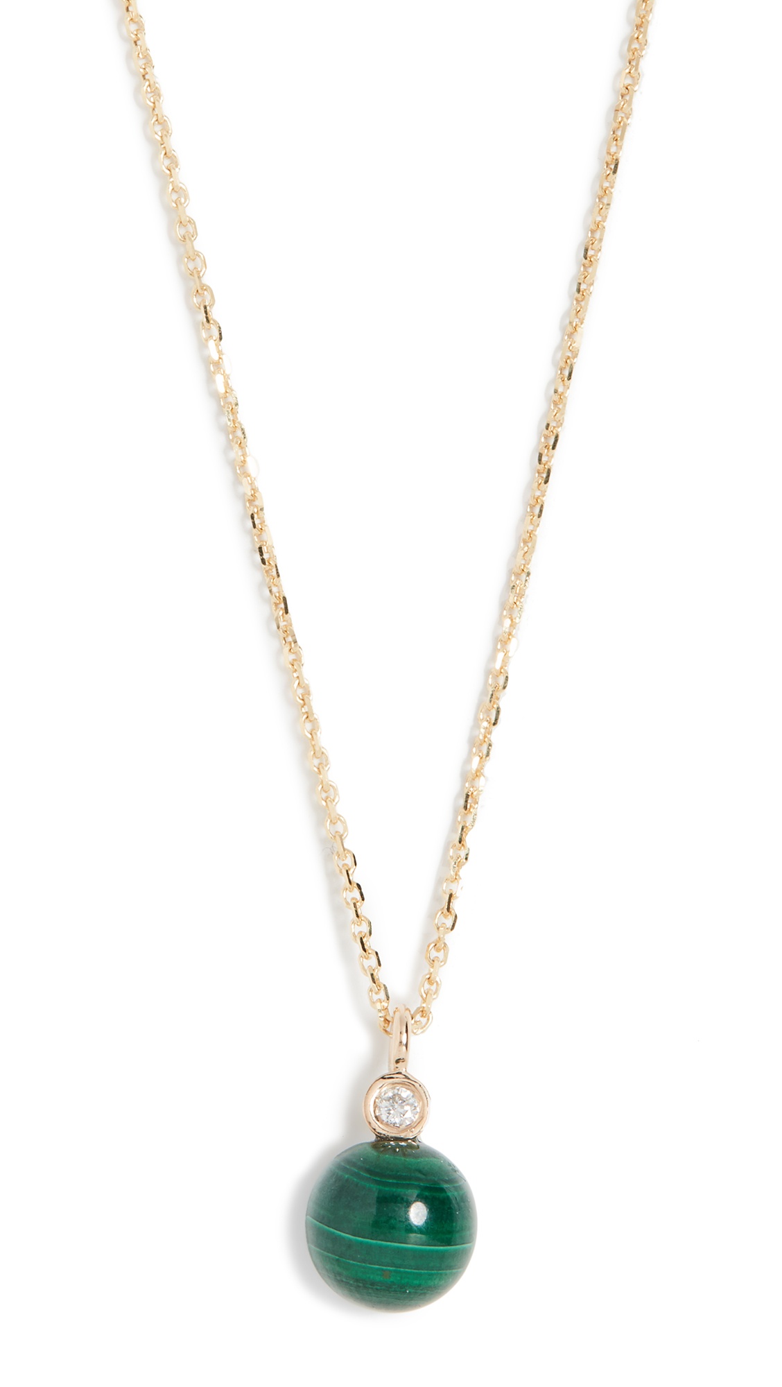 14k  Malachite and Diamond Dot Necklace - 6