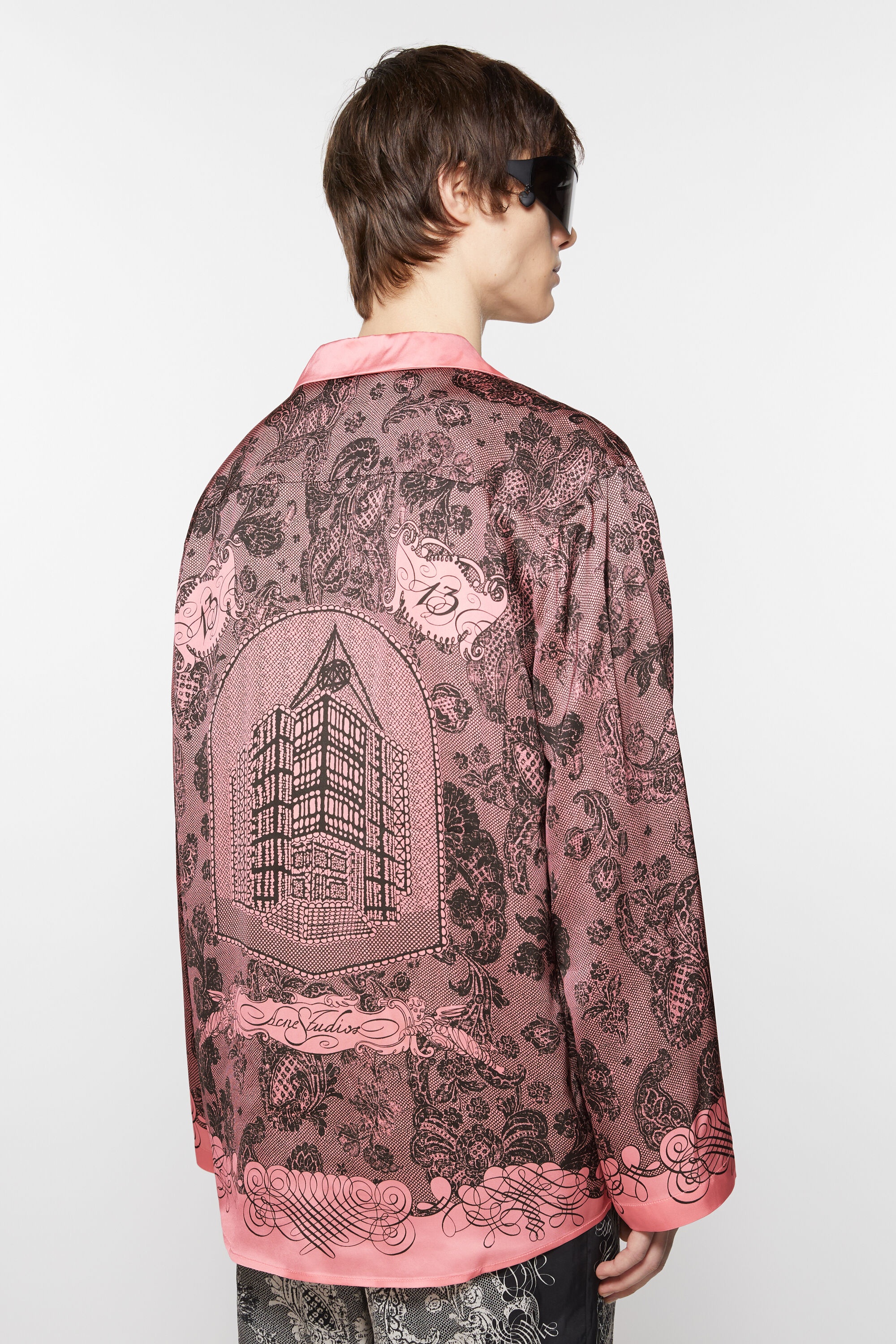 Print button-up shirt - Pink/black - 3