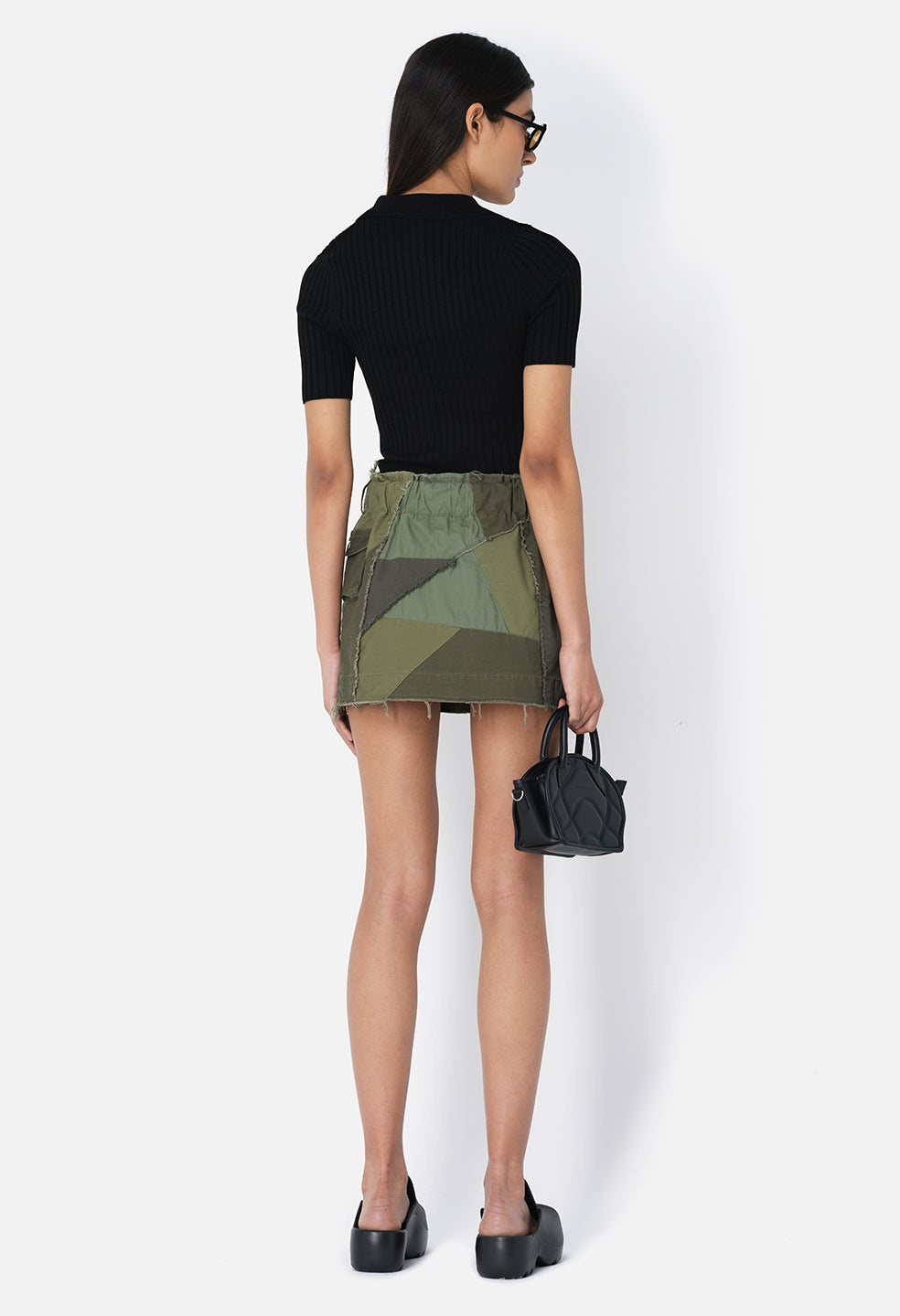 BELTED PATCHWORK SKIRT - 4