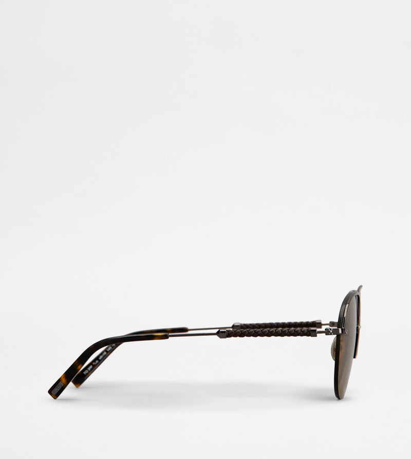 Tod's PILOT SUNGLASSES WITH TEMPLE IN LEATHER - GREY outlook