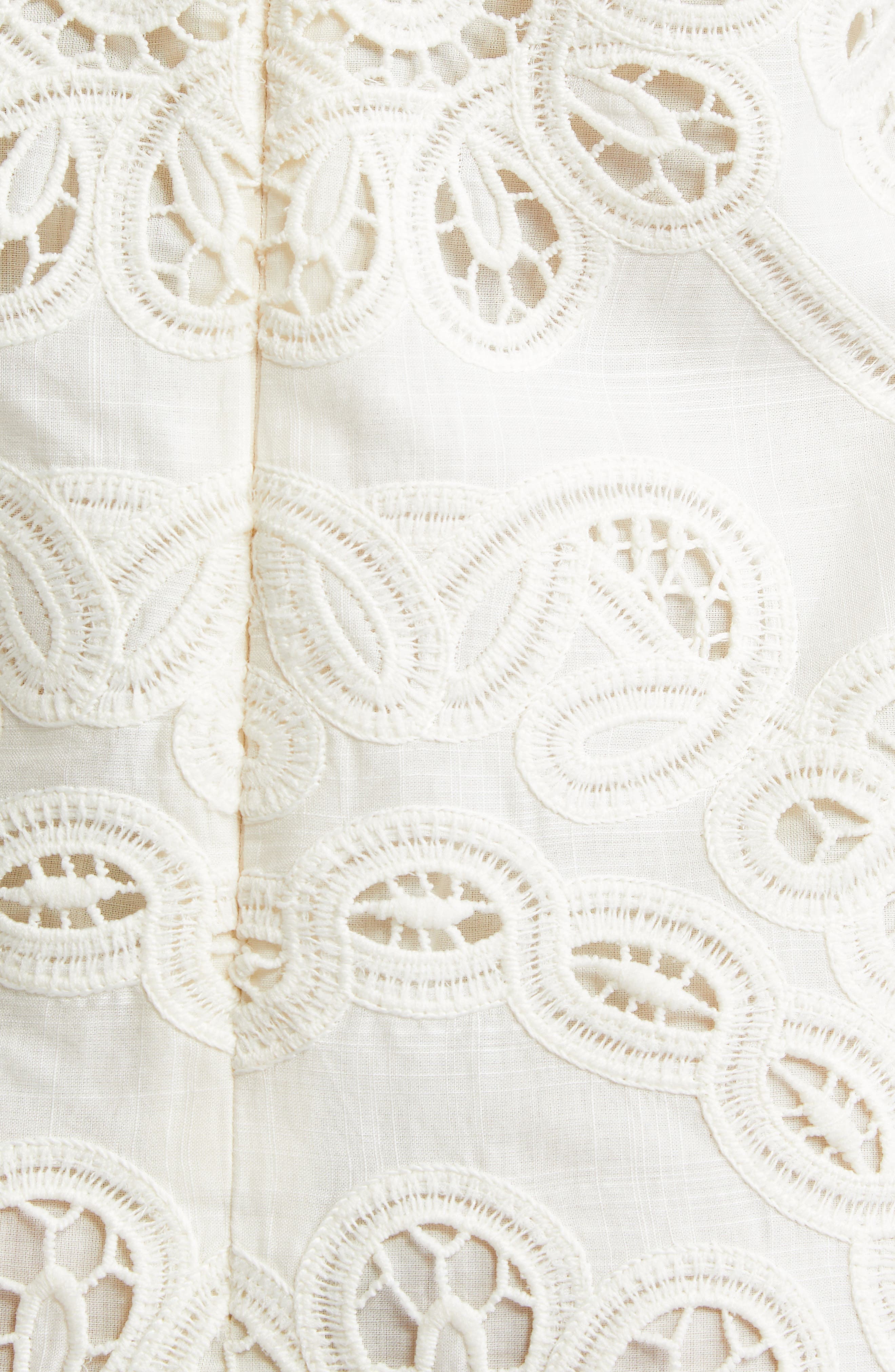 Zimmermann Rhiannon Guipure Lace Trim Cotton Midi Dress in Ivory at Nordstrom - 6