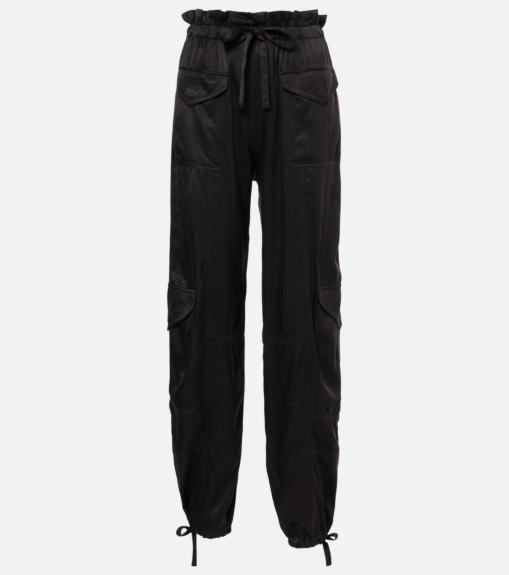 High-rise satin cargo pants - 1