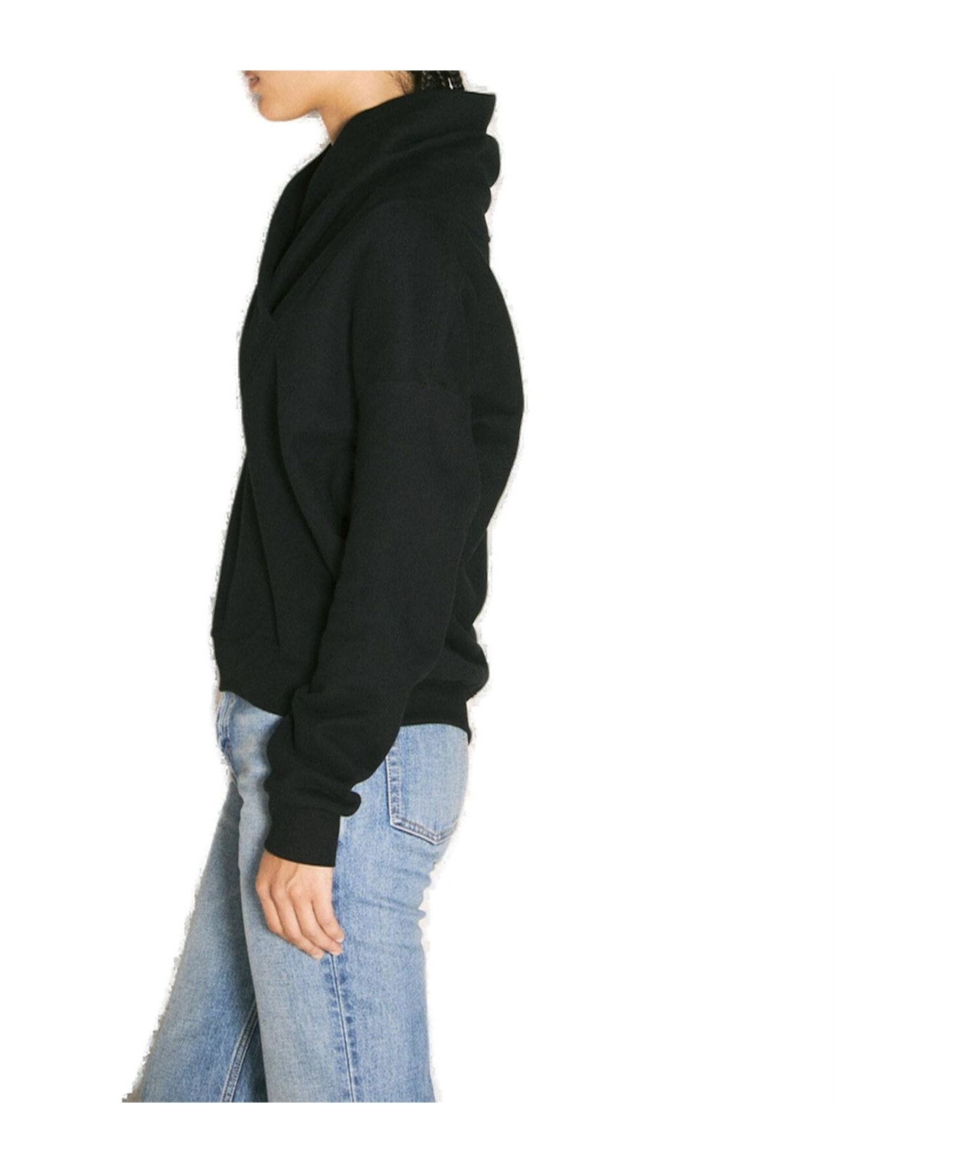 V-neck Drop Shoulder Hoodie - 2