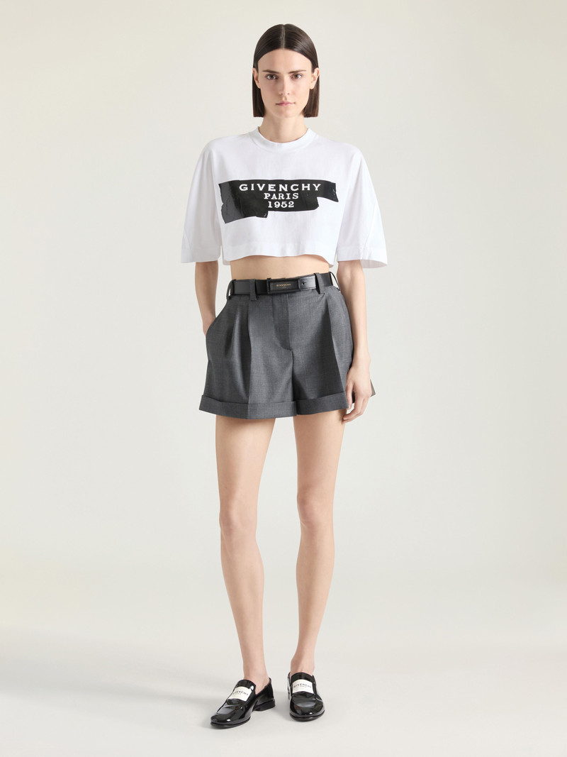 Givenchy CROPPED COCOON T-SHIRT IN COTTON WITH GIVENCHY TAPE PRINT outlook