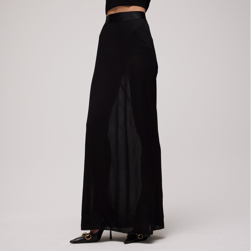 Viscose crêpe jersey long skirt - 1
