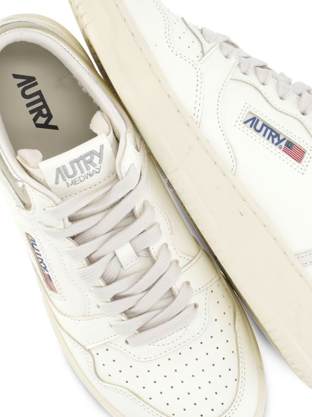 perforated platform leather sneakers - 3
