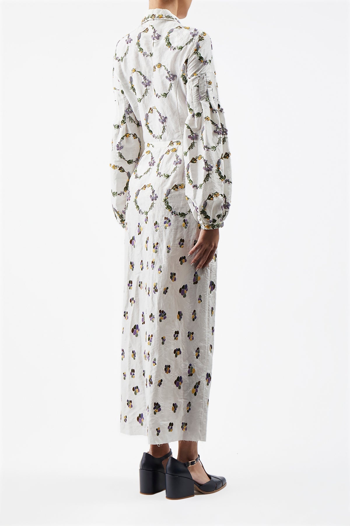 Embroidered Mauri Dress in Silk Linen - 4