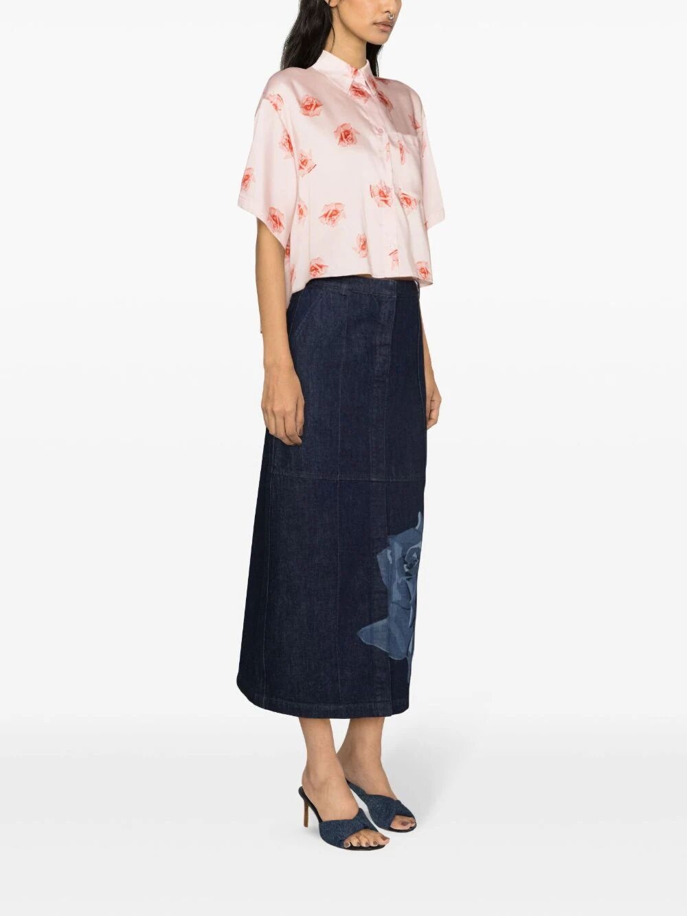 'kenzo rose' cropped dropped shoulders shirt - 6