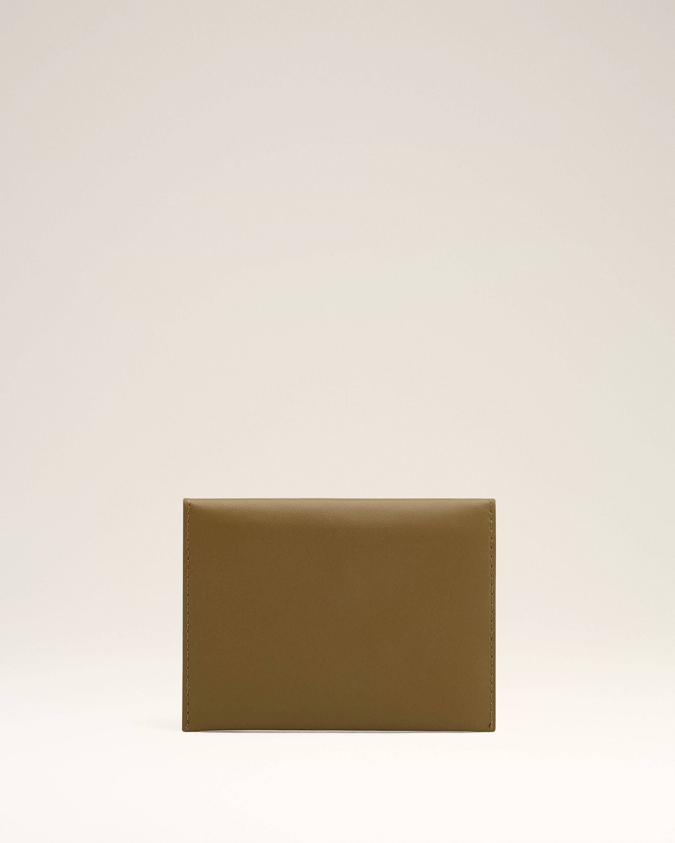 KHAKI LEATHER CARROUSEL FOLDED CARD HOLDER - 2