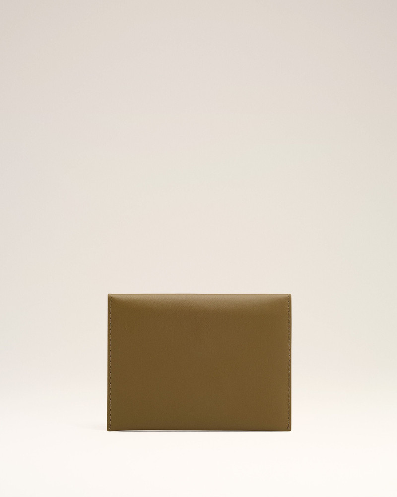 AMI Paris KHAKI LEATHER CARROUSEL FOLDED CARD HOLDER outlook