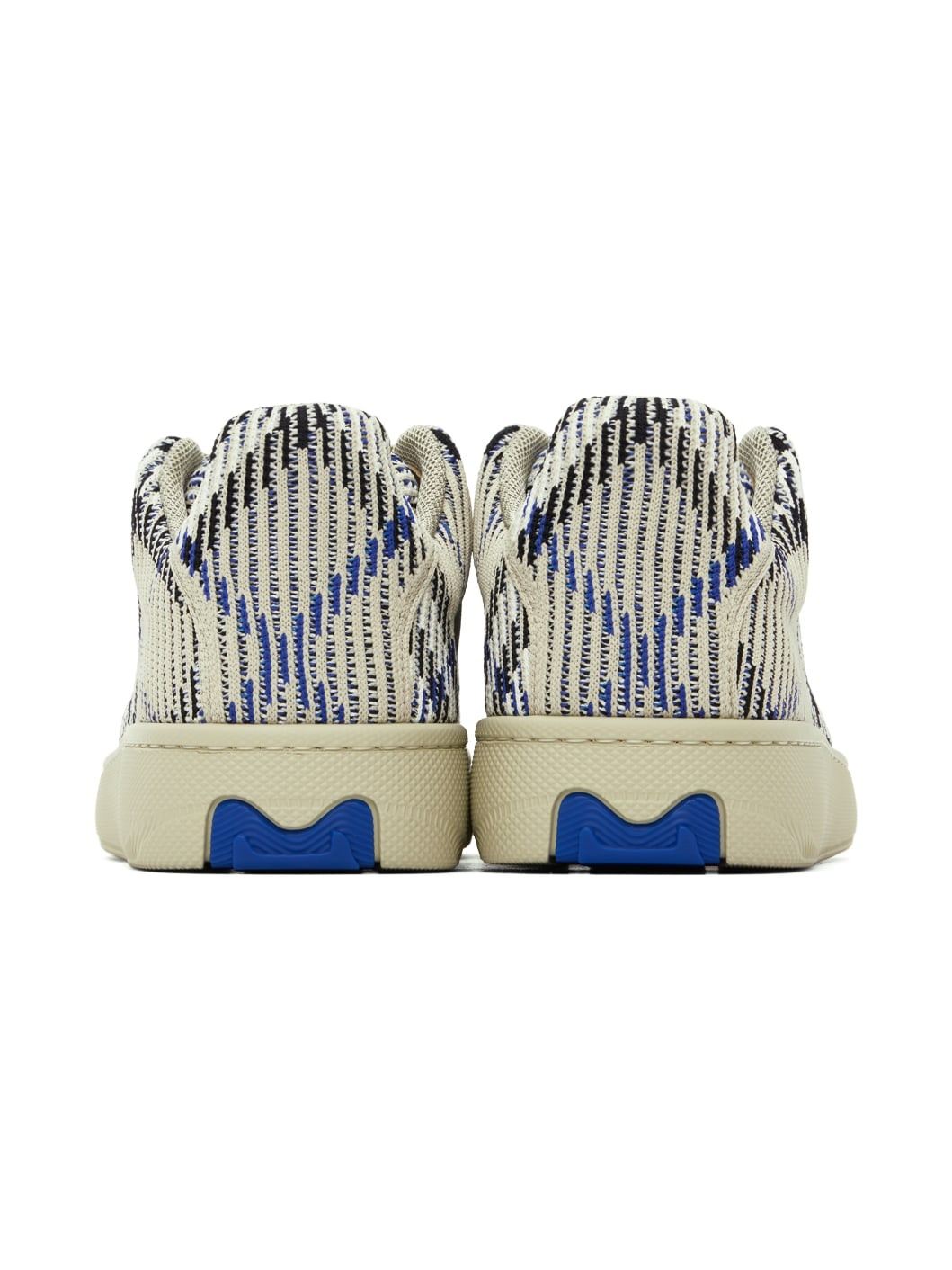 Beige Check Knit Box Sneakers - 2