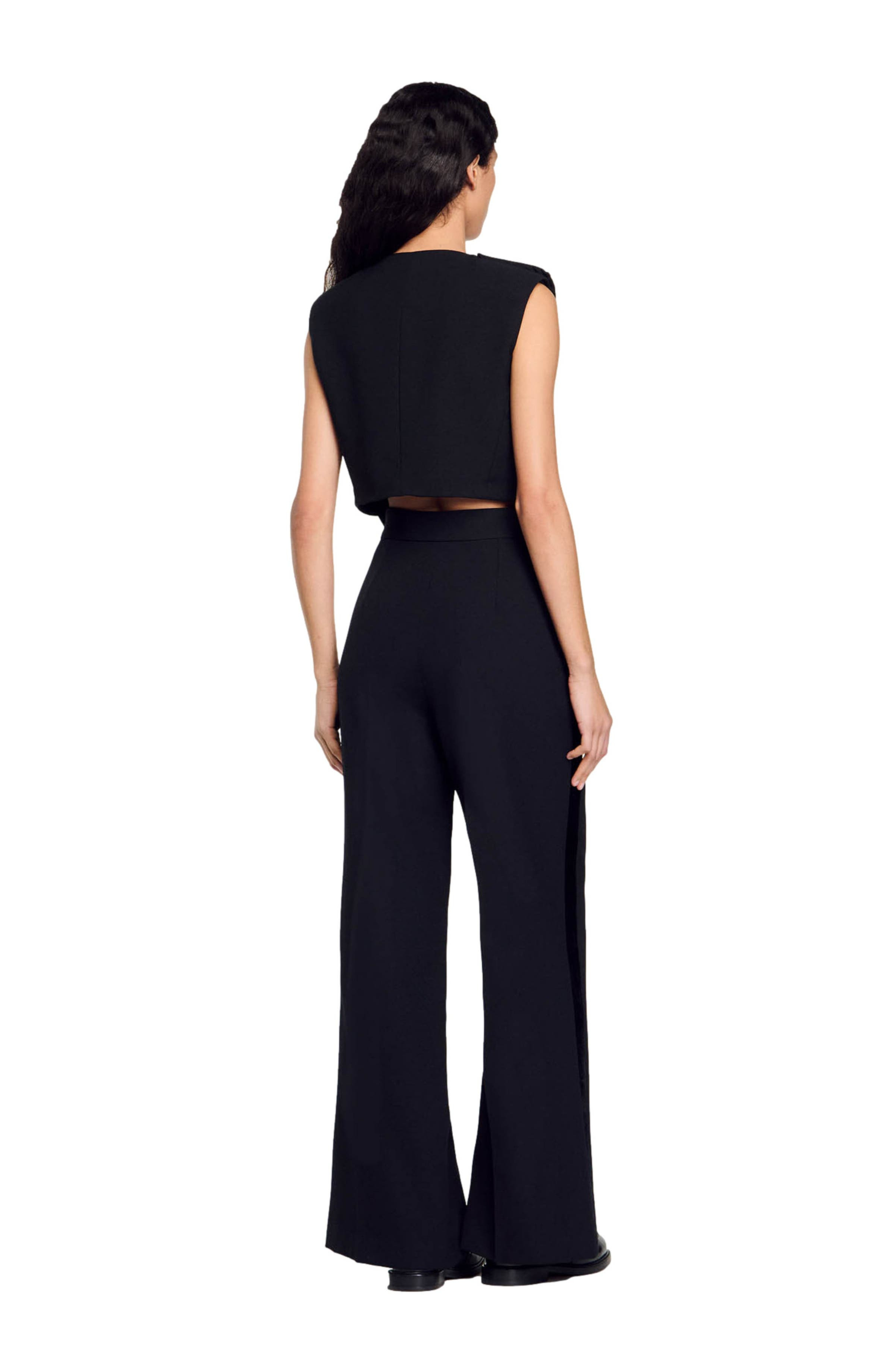 SANDRO Satin-effect crop top in Black at Nordstrom - 2