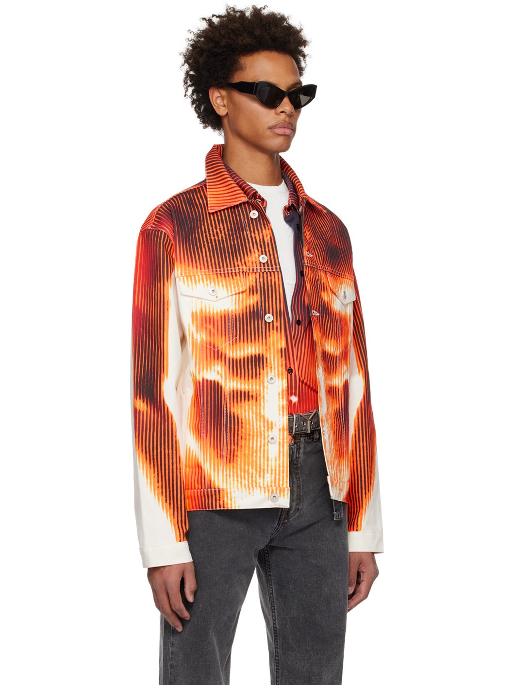 SSENSE Exclusive White & Orange Jean Paul Gaultier Edition Denim Jacket - 2