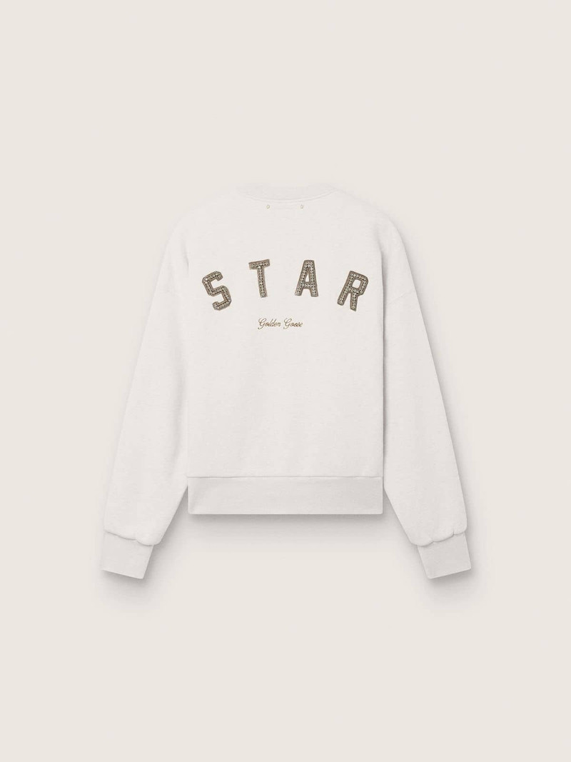 Golden Goose Star unisex sweatshirt in gray cotton with embroidery and crystals outlook