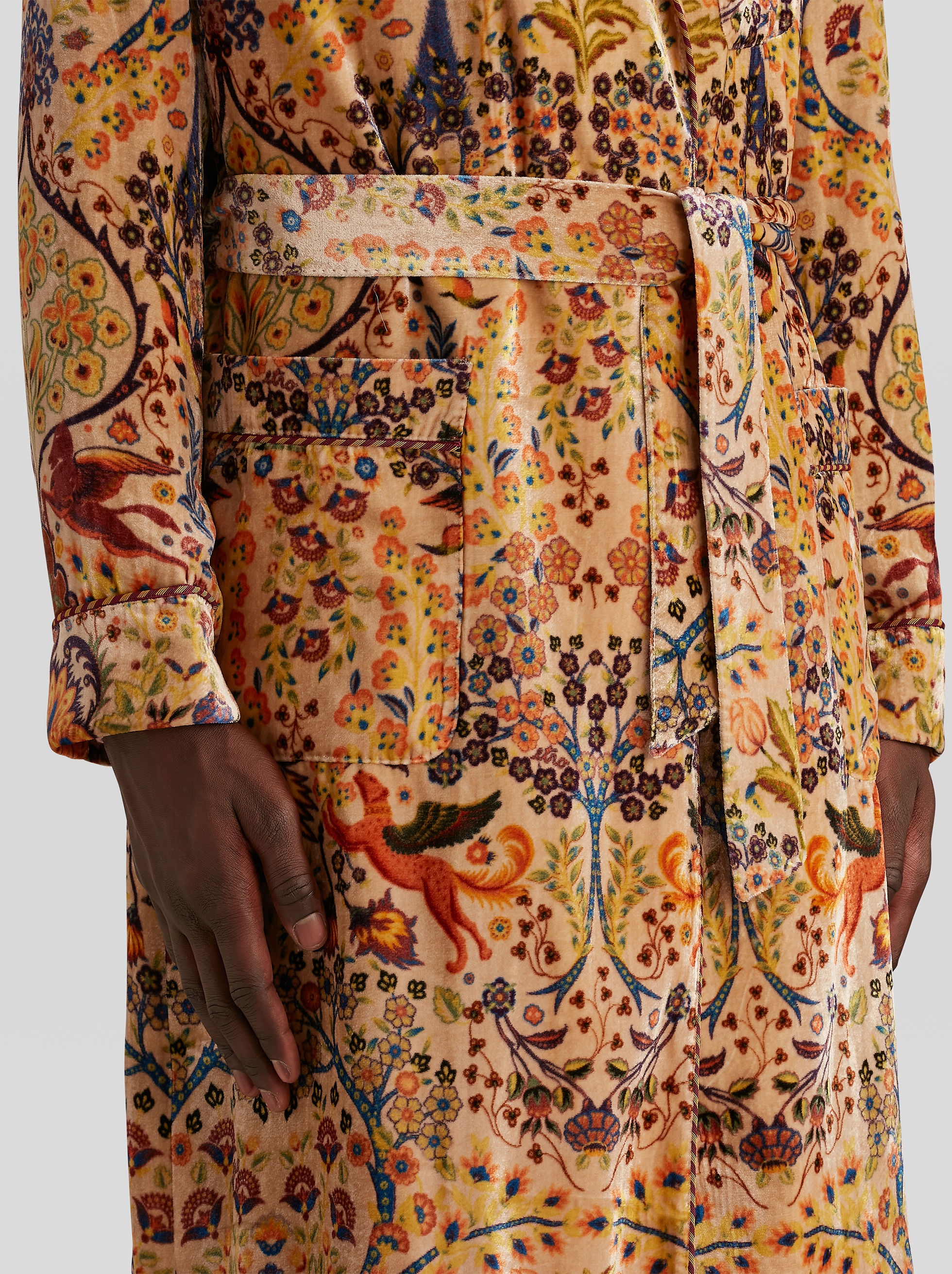 FLORAL VELVET ROBE COAT - 2