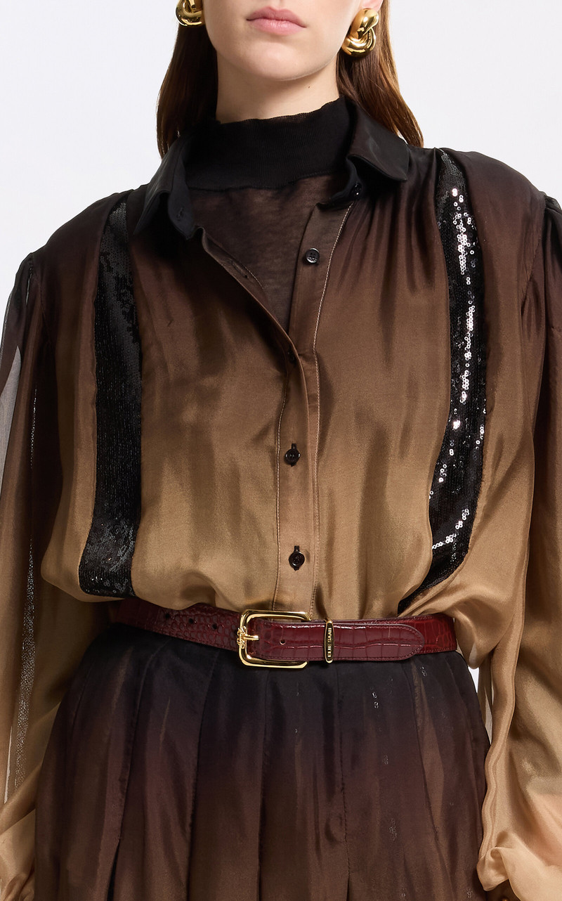 Ombré Chiffon Shirt brown 5
