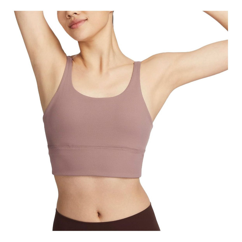 (WMNS) Nike Zenvy Rib Light-Support Padded Longline Sports Bra 'Smokey Mauve' FZ6508-208 - 1