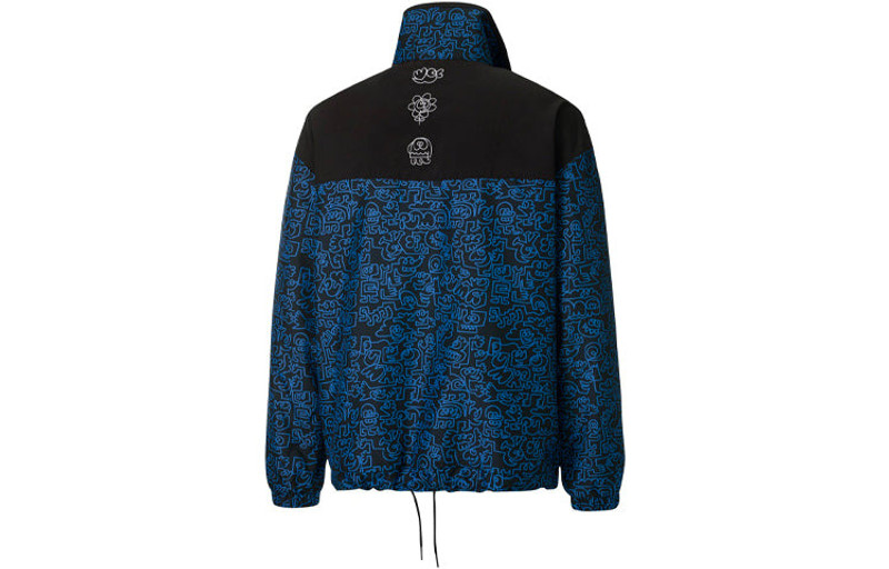 PUMA PUMA x Mr Doodle Crossover Graffiti Printing Contrasting Colors Cardigan Stand Collar Jacket Blue 53 outlook